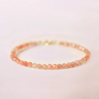 Buddha Gift 3mm Sun Stone Ultra-thin Beads 14k Gold Plated Copper Wealth Bracelet