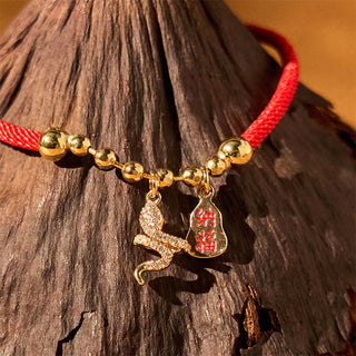 Buddha Gift Handmade Red String Fu Character Year Of The Snake Protection Braided Bracelet