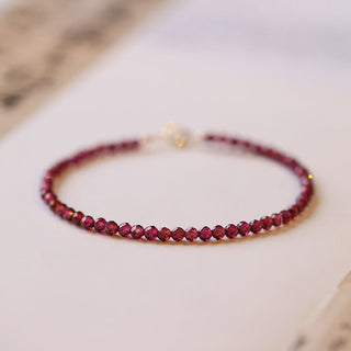 Buddha Gift 3mm Natural Small Garnet Ultra-Thin Beads Protection Bracelet