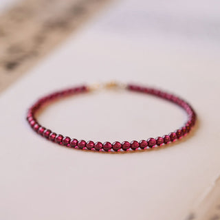 Buddha Gift 3mm Natural Small Garnet Ultra-Thin Beads Protection Bracelet