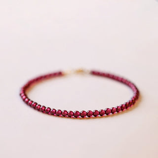 Buddha Gift 3mm Natural Small Garnet Ultra-Thin Beads Protection Bracelet