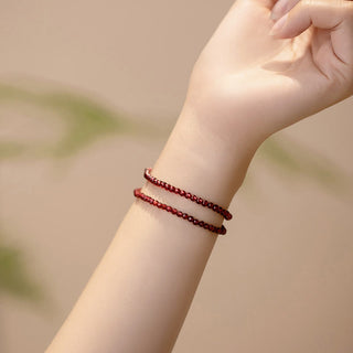 Buddha Gift 3mm Natural Small Garnet Ultra-Thin Beads Protection Bracelet