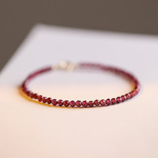Buddha Gift 3mm Natural Small Garnet Ultra-Thin Beads Protection Bracelet