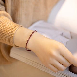 Buddha Gift 3mm Natural Small Garnet Ultra-Thin Beads Protection Bracelet