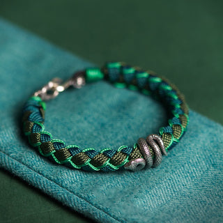 Buddha Gift Year of the Snake 999 Sterling Silver String Protection Braided Bracelet