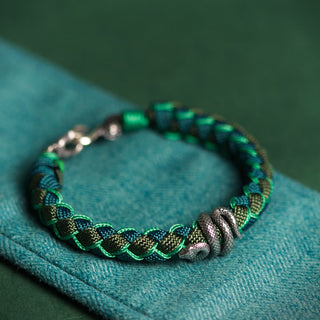Buddha Gift Year of the Snake 999 Sterling Silver String Protection Braided Bracelet