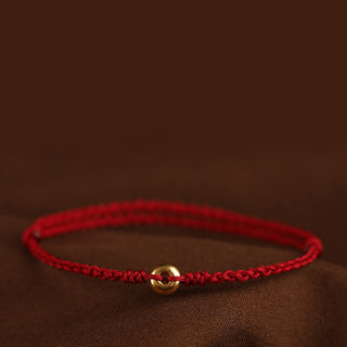 Buddha Gift 999 Gold Small Peace Buckle Red String Protection Luck Braided Bracelet Anklet