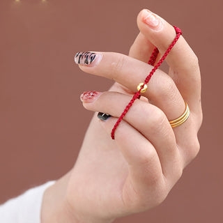 Buddha Gift 999 Gold Small Peace Buckle Red String Protection Luck Braided Bracelet Anklet
