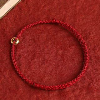 Buddha Gift 999 Gold Small Peace Buckle Red String Protection Luck Braided Bracelet Anklet