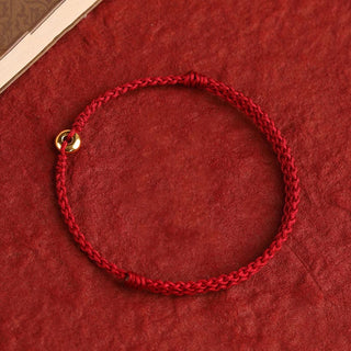 Buddha Gift 999 Gold Small Peace Buckle Red String Protection Luck Braided Bracelet Anklet