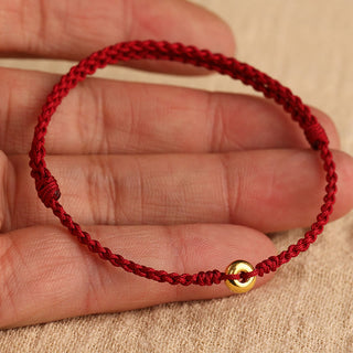 Buddha Gift 999 Gold Small Peace Buckle Red String Protection Luck Braided Bracelet Anklet