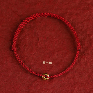 Buddha Gift 999 Gold Small Peace Buckle Red String Protection Luck Braided Bracelet Anklet