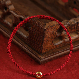 Buddha Gift 999 Gold Small Peace Buckle Red String Protection Luck Braided Bracelet Anklet