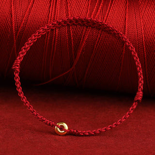 Buddha Gift 999 Gold Small Peace Buckle Red String Protection Luck Braided Bracelet Anklet