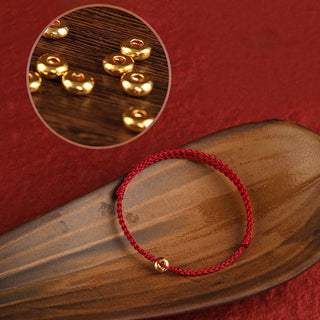 Buddha Gift 999 Gold Small Peace Buckle Red String Protection Luck Braided Bracelet Anklet