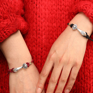 Buddha Gift 999 Sterling Silver Ruyi Stick String Protection Braided Bracelet