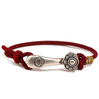 Buddha Gift 999 Sterling Silver Ruyi Stick String Protection Braided Bracelet