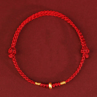 Buddha Gift 999 Gold Small Lucky Beads String Protection Luck Braided Bracelet Anklet