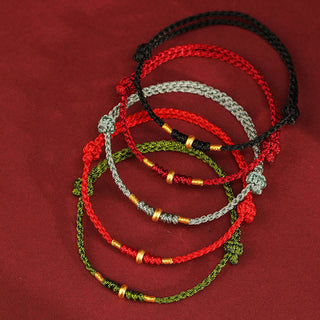 Buddha Gift 999 Gold Small Lucky Beads String Protection Luck Braided Bracelet Anklet