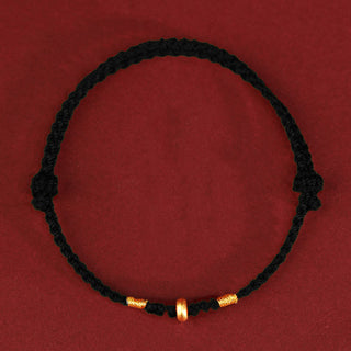 Buddha Gift 999 Gold Small Lucky Beads String Protection Luck Braided Bracelet Anklet