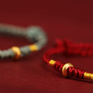 Buddha Gift 999 Gold Small Lucky Beads String Protection Luck Braided Bracelet Anklet