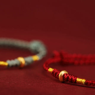 Buddha Gift 999 Gold Small Lucky Beads String Protection Luck Braided Bracelet Anklet