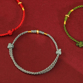 Buddha Gift 999 Gold Small Lucky Beads String Protection Luck Braided Bracelet Anklet