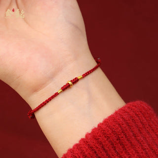 Buddha Gift 999 Gold Small Lucky Beads String Protection Luck Braided Bracelet Anklet
