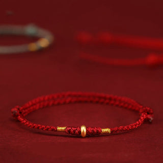 Buddha Gift 999 Gold Small Lucky Beads String Protection Luck Braided Bracelet Anklet