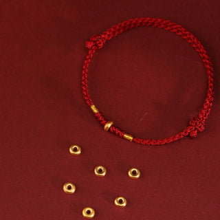 Buddha Gift 999 Gold Small Lucky Beads String Protection Luck Braided Bracelet Anklet
