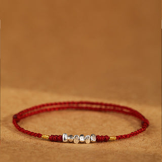Buddha Gift 925 Sterling Silver String Protection Luck Ultra-Thin Braided Bracelet Anklet