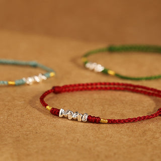 Buddha Gift 925 Sterling Silver String Protection Luck Ultra-Thin Braided Bracelet Anklet