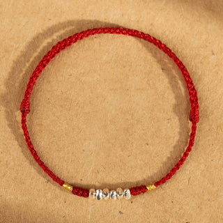 Buddha Gift 925 Sterling Silver String Protection Luck Ultra-Thin Braided Bracelet Anklet