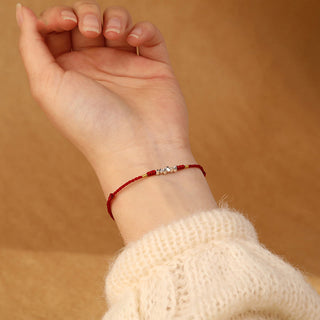 Buddha Gift 925 Sterling Silver String Protection Luck Ultra-Thin Braided Bracelet Anklet