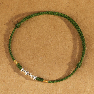 Buddha Gift 925 Sterling Silver String Protection Luck Ultra-Thin Braided Bracelet Anklet