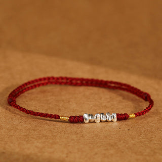 Buddha Gift 925 Sterling Silver String Protection Luck Ultra-Thin Braided Bracelet Anklet