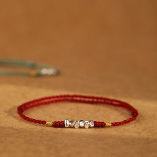 Buddha Gift 925 Sterling Silver String Protection Luck Ultra-Thin Braided Bracelet Anklet