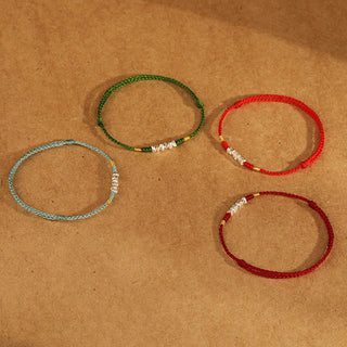 Buddha Gift 925 Sterling Silver String Protection Luck Ultra-Thin Braided Bracelet Anklet