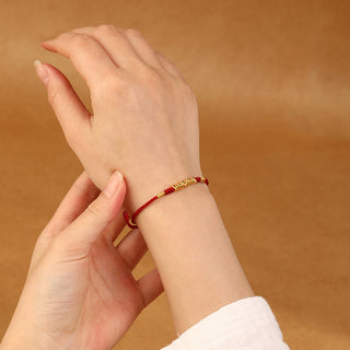 Buddha Gift 999 Gold Small Pieces String Protection Luck Ultra-Thin Braided Bracelet