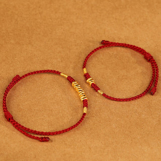 Buddha Gift 999 Gold Small Pieces String Protection Luck Ultra-Thin Braided Bracelet