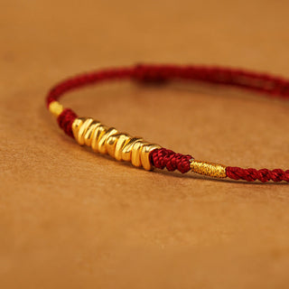 Buddha Gift 999 Gold Small Pieces String Protection Luck Ultra-Thin Braided Bracelet