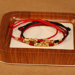 Buddha Gift 999 Gold Small Pieces String Protection Luck Ultra-Thin Braided Bracelet