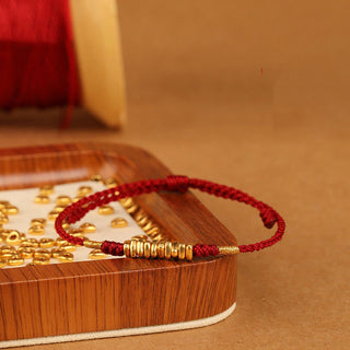 Buddha Gift 999 Gold Small Pieces String Protection Luck Ultra-Thin Braided Bracelet