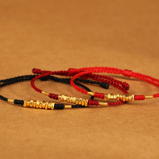 Buddha Gift 999 Gold Small Pieces String Protection Luck Ultra-Thin Braided Bracelet