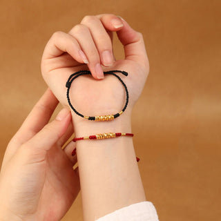 Buddha Gift 999 Gold Small Pieces String Protection Luck Ultra-Thin Braided Bracelet