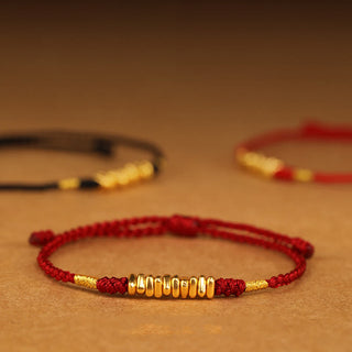 Buddha Gift 999 Gold Small Pieces String Protection Luck Ultra-Thin Braided Bracelet