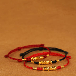 Buddha Gift 999 Gold Small Pieces String Protection Luck Ultra-Thin Braided Bracelet