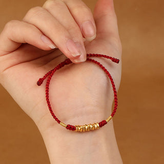 Buddha Gift 999 Gold Small Pieces String Protection Luck Ultra-Thin Braided Bracelet