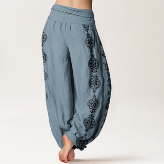 Buddha Gift Mandala Om Mani Padme Hum Women's Elastic Waist Harem Pants