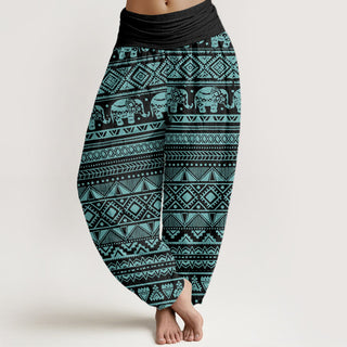 Buddha Gift Casual Elephant Geometric Figure Women's Elastic Waist Harem Pants